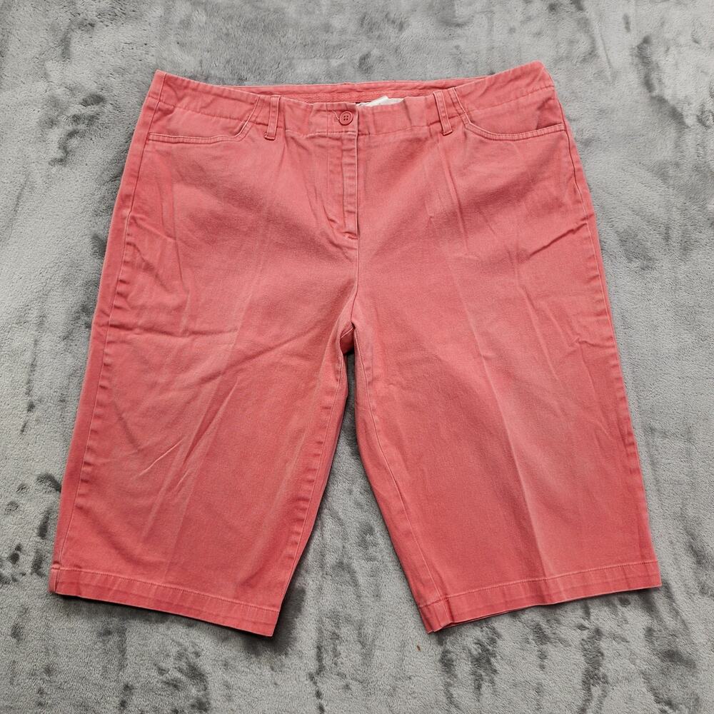 Vintage 90s Basic Editions Shorts Womens 14 Pink‎ Stretch Cotton Slim Leg Chino